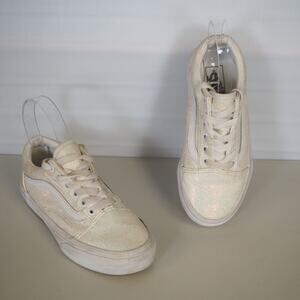 Vans Off the Wall Girl's White Glitter Skate Shoes Youth Sz 1 Skateboard Casual